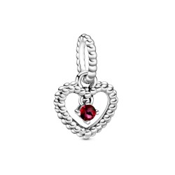 Pandora July Blazing Red Beaded Heart Dangle Charm Pandora July Blazing Red Beaded Heart Dangle Charm