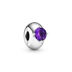 Pandora Purple Round Solitaire Clip Charm Pandora Purple Round Solitaire Clip Charm
