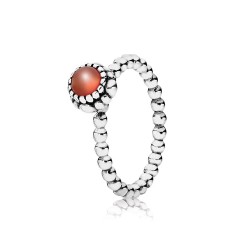 Pandora Birthday Blooms Ring, July, Carnelian Pandora Birthday Blooms Ring, July, Carnelian