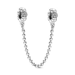 Pandora Beads and Pavé Safety Chain Charm