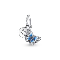 Pandora Blue Butterfly & Quote Double Dangle Charm