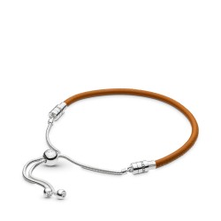 Pandora Sliding Golden Tan Leather Bracelet
