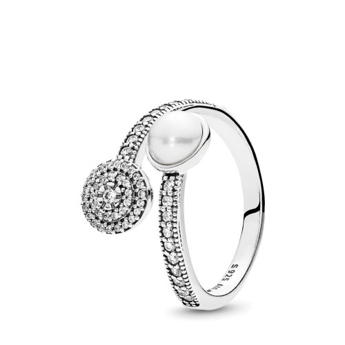 Pandora Luminous Glow Ring, White Crystal Pearl and Clear CZ Pandora Luminous Glow Ring, White Crystal Pearl and Clear CZ