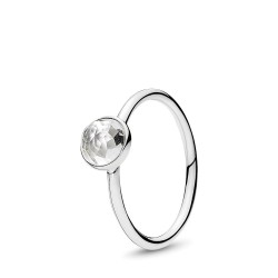 Pandora April Droplet Ring, Rock Crystal