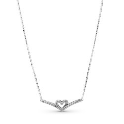 Pandora Sparkling Wishbone Heart Collier Necklace