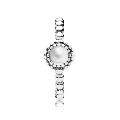 Pandora Birthday Blooms Ring, April, Rock Crystal Pandora Birthday Blooms Ring, April, Rock Crystal