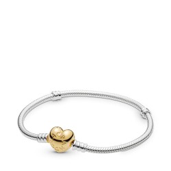 Pandora Sterling Silver Bracelet w/  Heart Clasp
