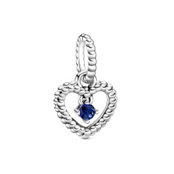 Pandora September Sea Blue Beaded Heart Dangle Charm Pandora September Sea Blue Beaded Heart Dangle Charm