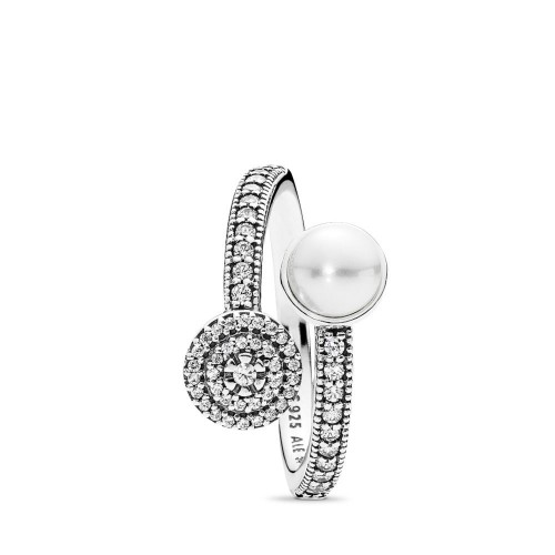 Pandora Luminous Glow Ring, White Crystal Pearl and Clear CZ Pandora Luminous Glow Ring, White Crystal Pearl and Clear CZ