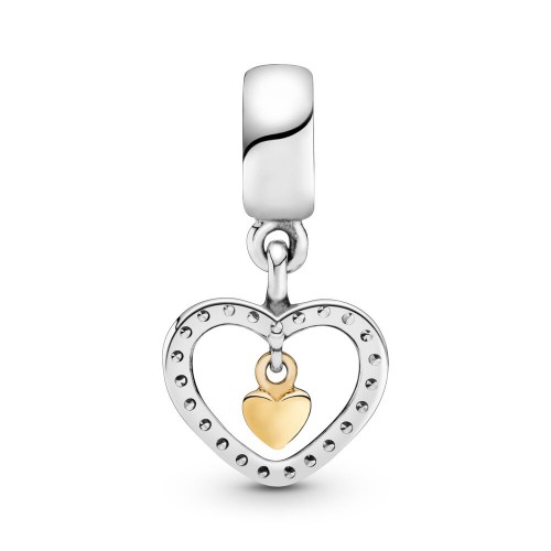 Pandora Sparkling Double Heart Dangle Charm