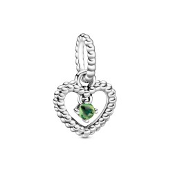 Pandora Augest Spring Green Beaded Heart Dangle Charm