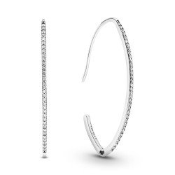 Pandora Oval Sparkle Hoop Earrings