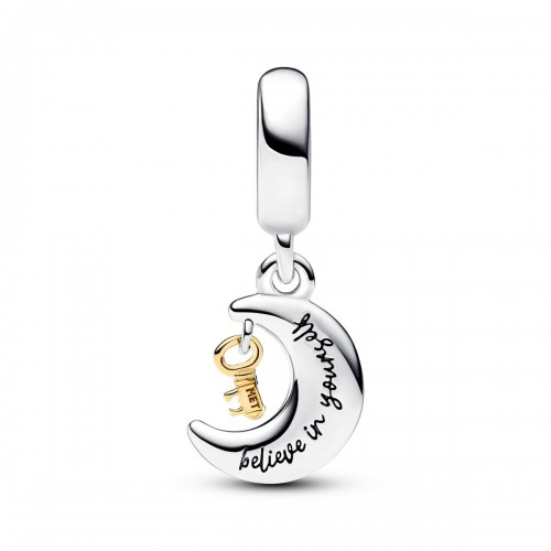 Pandora Two-tone Key & Moon Dangle Charm