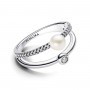 Pandora Treated Freshwater Cultured Pearl & Pavé Double Band Ring Pandora Treated Freshwater Cultured Pearl & Pavé Double Band Ring