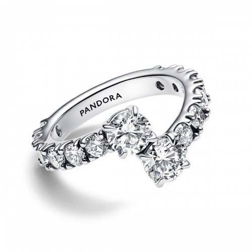 Pandora Sparkling Overlapping Band Ring