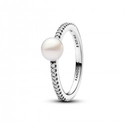 Pandora Treated Freshwater Cultured Pearl & Pavé Ring Pandora Treated Freshwater Cultured Pearl & Pavé Ring