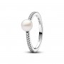 Pandora Treated Freshwater Cultured Pearl & Pavé Ring