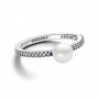 Pandora Treated Freshwater Cultured Pearl & Pavé Ring