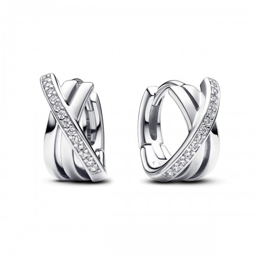 Pandora Crossover Pavé Hoop Earrings