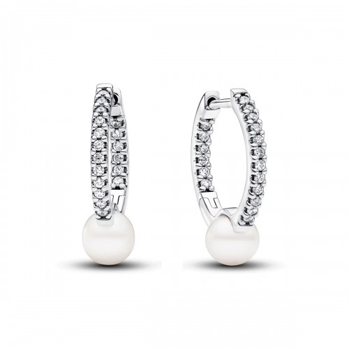 Pandora Treated Freshwater Cultured Pearl & Pavé Hoop Earrings Pandora Treated Freshwater Cultured Pearl & Pavé Hoop Earrings