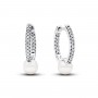 Pandora Treated Freshwater Cultured Pearl & Pavé Hoop Earrings Pandora Treated Freshwater Cultured Pearl & Pavé Hoop Earrings