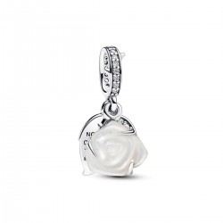 Pandora White Rose in Bloom Double Dangle Charm Pandora White Rose in Bloom Double Dangle Charm