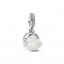 Pandora White Rose in Bloom Double Dangle Charm