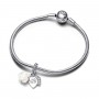 Pandora White Rose in Bloom Double Dangle Charm