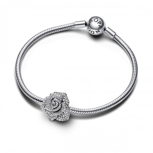 Pandora Sparkling Rose in Bloom Oversized Charm