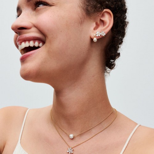 Pandora Treated Freshwater Cultured Pearl & Stone Drop Earrings Pandora Treated Freshwater Cultured Pearl & Stone Drop Earrings
