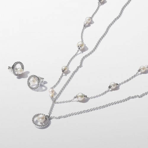 Pandora Treated Freshwater Cultured Pearl & Pavé Collier Necklace