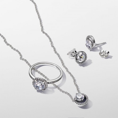 Pandora Sparkling Round Halo Pendant Collier Necklace