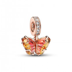 Pandora Pink & Yellow Murano Glass Butterfly Dangle Charm