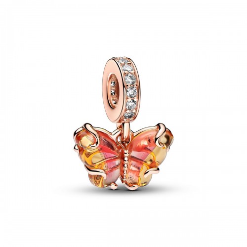 Pandora Pink & Yellow Murano Glass Butterfly Dangle Charm Pandora Pink & Yellow Murano Glass Butterfly Dangle Charm