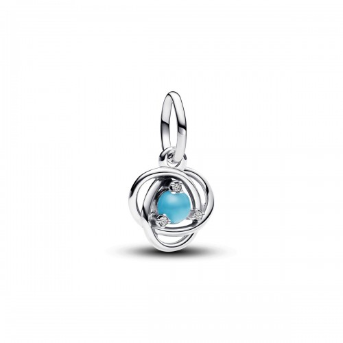 Pandora December Turqoise Blue Eternity Circle Dangle Charm