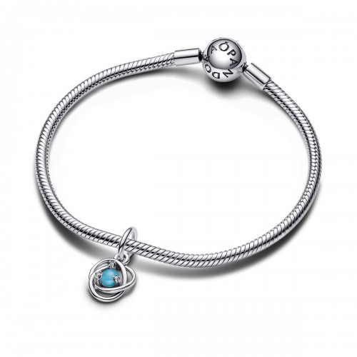 Pandora December Turqoise Blue Eternity Circle Dangle Charm