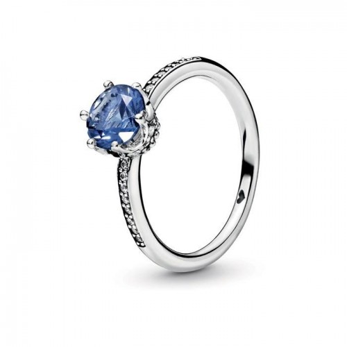 Pandora Blue Sparkling Crown Ring