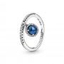 Blue Dangling Round Sparkle Ring