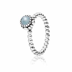 Pandora Birthday Blooms Ring, March, Aquamarine