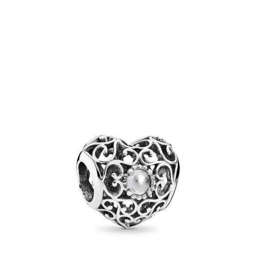 Pandora April Signature Heart Charm