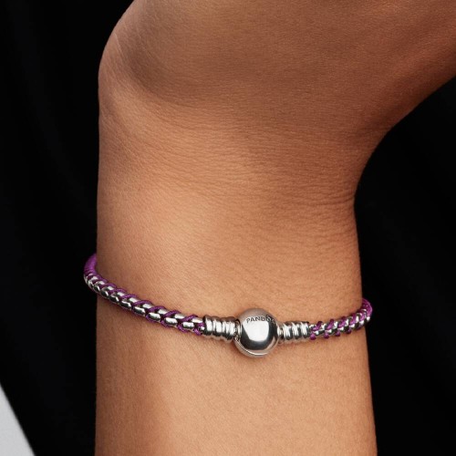 Pandora Purple Cord Box Chain Bracelet Pandora Purple Cord Box Chain Bracelet