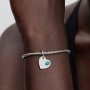 Pandora December Engravable Turquoise Blue Stone Heart Dangle Charm