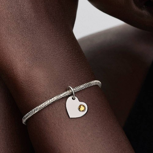Pandora November Engravable Honey Stone Heart Dangle Charm Pandora November Engravable Honey Stone Heart Dangle Charm