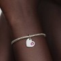 Pandora October Engravable Pink Stone Heart Dangle Charm Pandora October Engravable Pink Stone Heart Dangle Charm