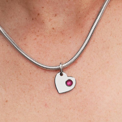 Pandora July Engravable Heart True Red Stone Dangle Charm Pandora July Engravable Heart True Red Stone Dangle Charm