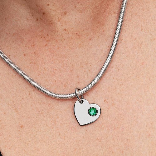 Pandora May Engravable Heart Green Stone Dangle Charm Pandora May Engravable Heart Green Stone Dangle Charm