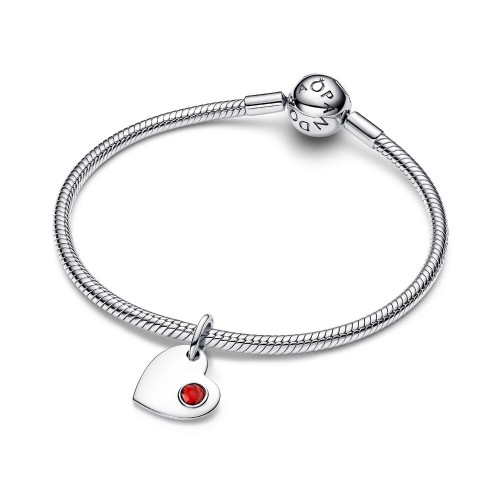Pandora January Engravable Red Stone Heart Dangle Charm Pandora January Engravable Red Stone Heart Dangle Charm