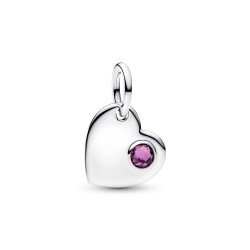 Pandora February Engravable Heart Purple Stone Heart Dangle Charm Pandora February Engravable Heart Purple Stone Heart Dangle Charm