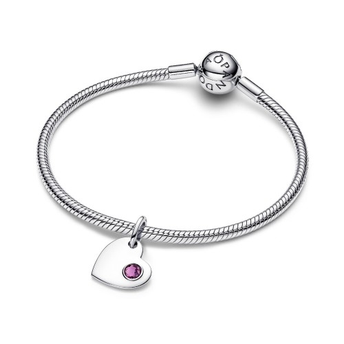 Pandora February Engravable Heart Purple Stone Heart Dangle Charm Pandora February Engravable Heart Purple Stone Heart Dangle Charm