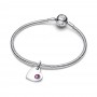 Pandora February Engravable Heart Purple Stone Heart Dangle Charm Pandora February Engravable Heart Purple Stone Heart Dangle Charm